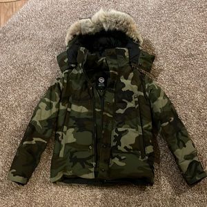 Camouflage Canada Goose Jacket with Removable fur Hood